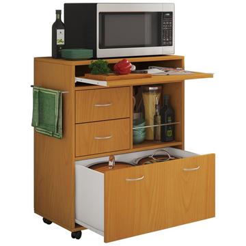 Chariot de cuisine en bois Chariot de service Chariot de service à roulettes Roulettes Tiroir Kicha