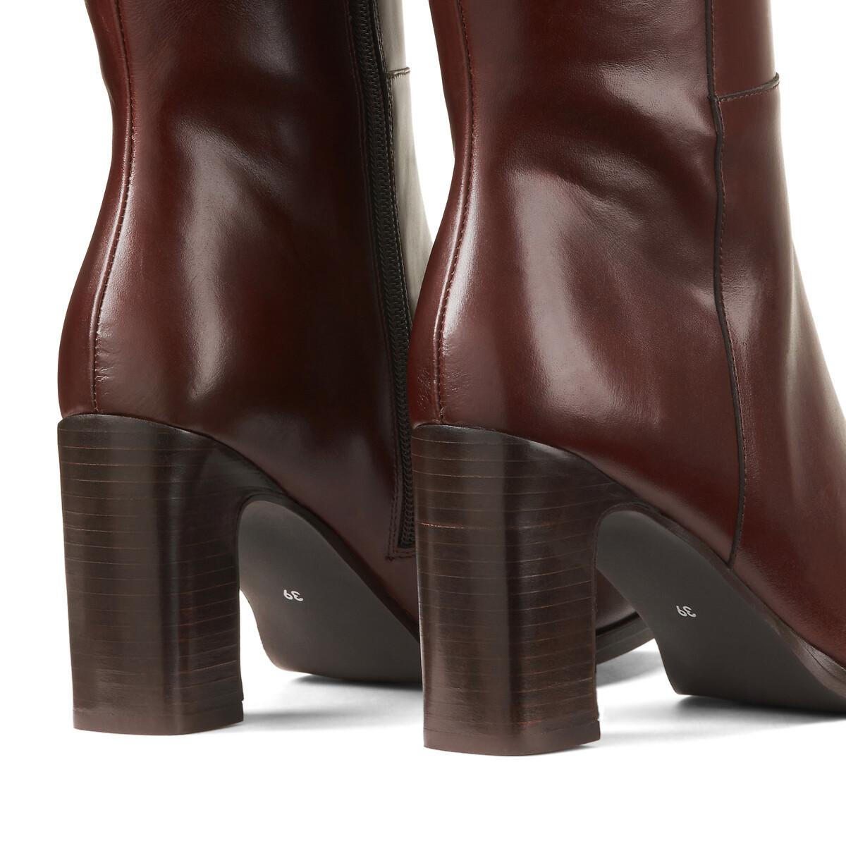 La Redoute Collections  Bottes à talon en cuir lisse Signature CYRIELLE 