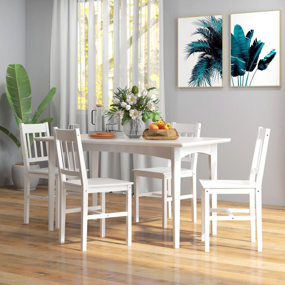 HOMCOM Chaises de salle à manger composées de 4 chaises en bois  