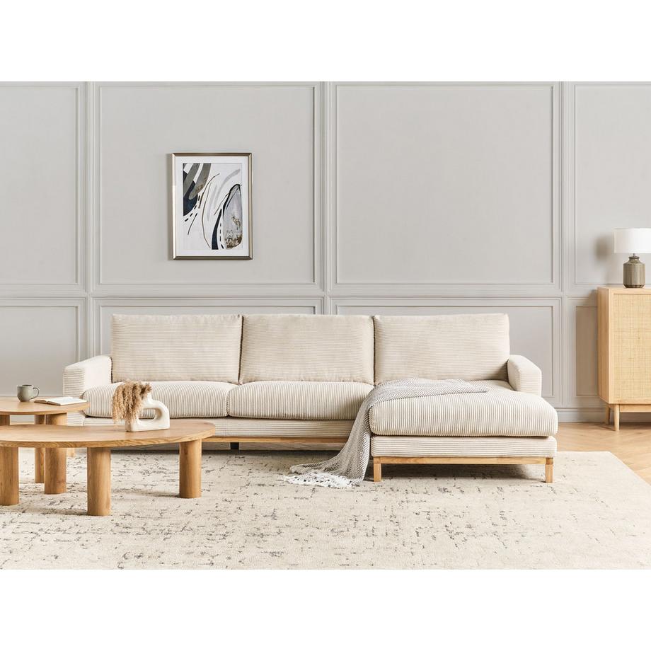 Beliani Canapé d'angle gauche en Velours côtelé Moderne SIGGARD  