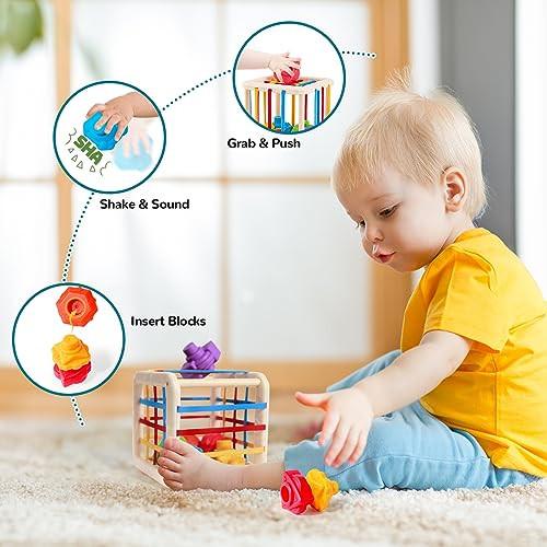 Activity-board  Sensorisches Babyspielzeug mit Wischbox, Sortierspielzeug, Stapelspielzeug, Zugseilspielzeug, Beißspielzeug 