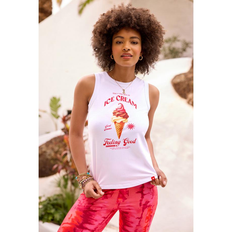 Jersey-Top mit Eis-Print
