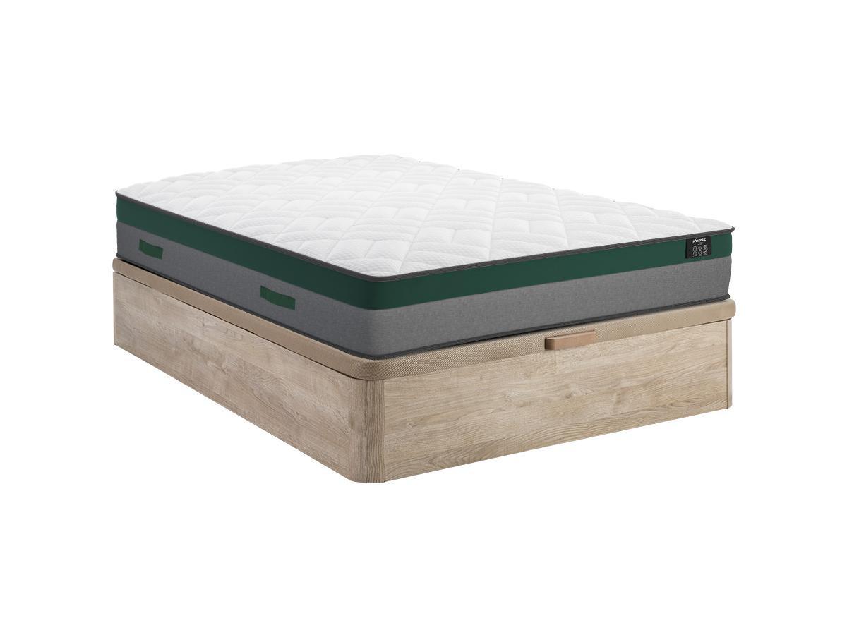 Ysmée Ensemble 160 x 200 cm sommier coffre naturel clair + matelas ressorts ensachés ép.22cm - PRESTIGE de YSMÉE  