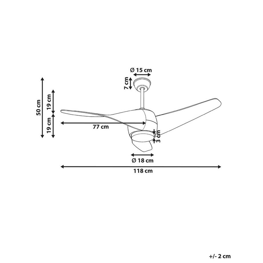 Beliani Ventilateur de plafond avec lampe en Métal Rustique PARIA  