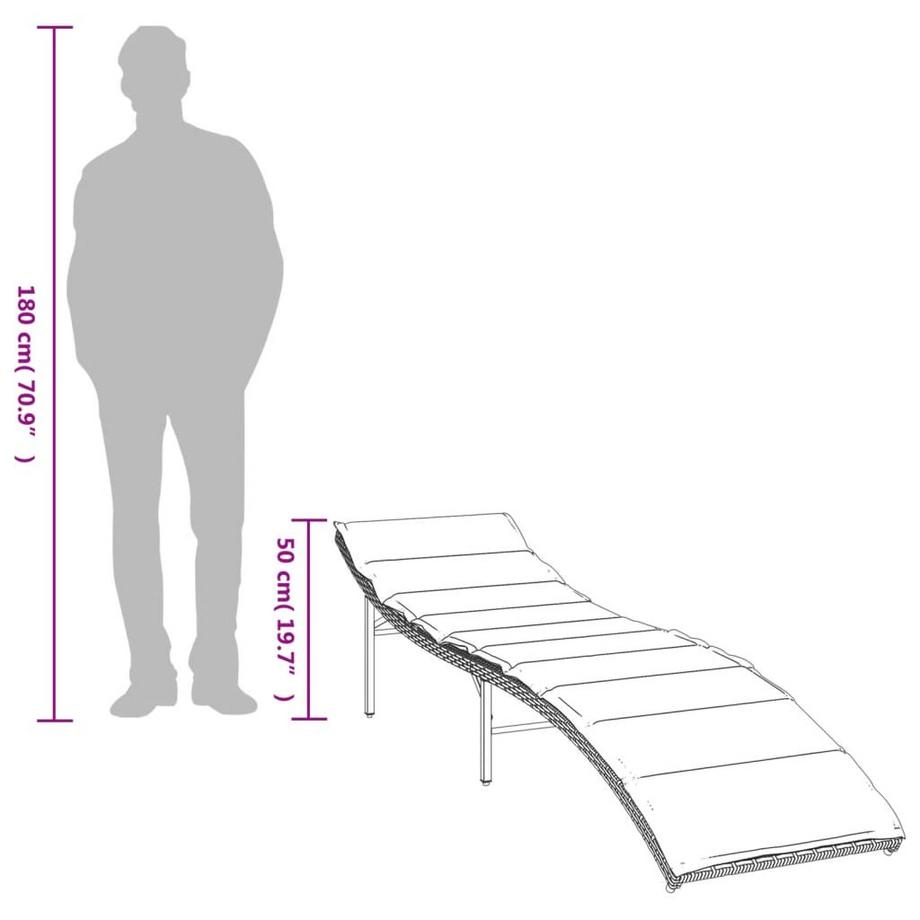VidaXL Chaise longue rotin synthétique  