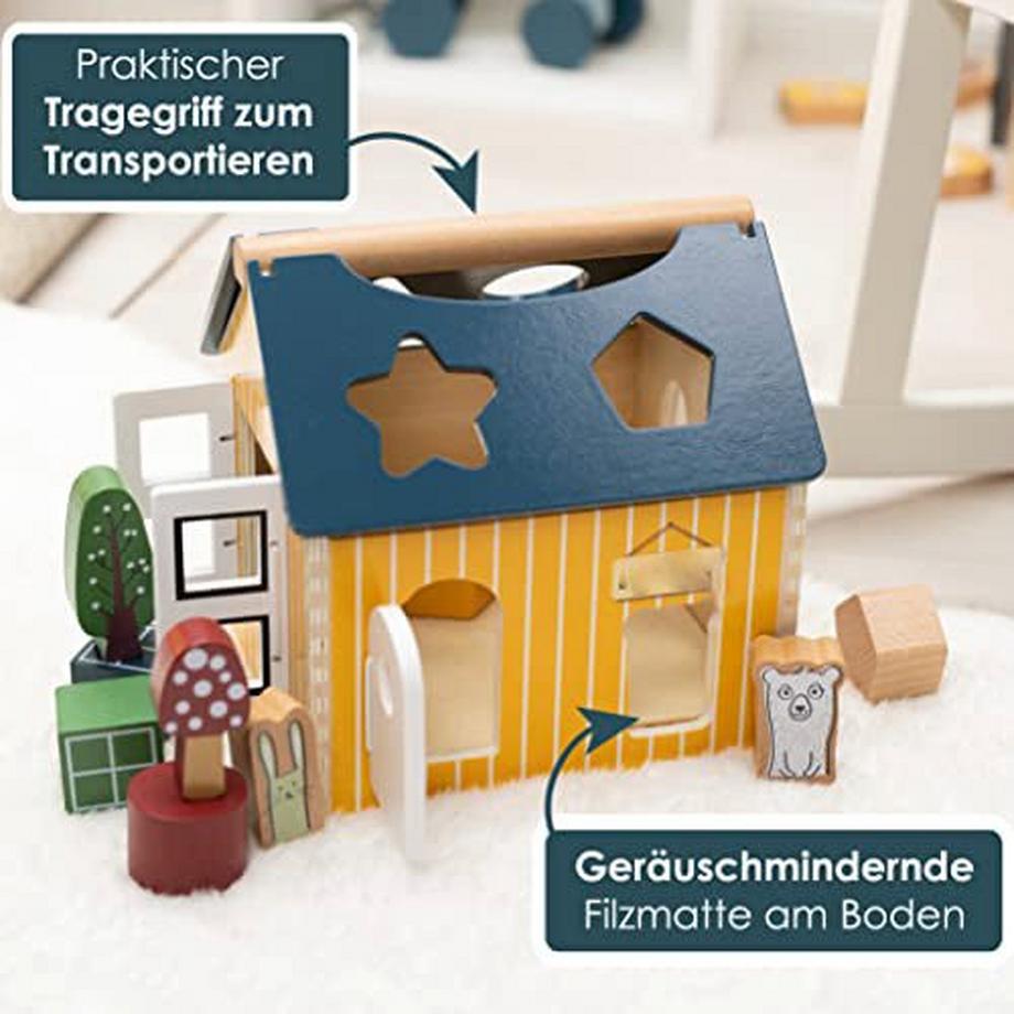 Activity-board  Maison de prise en bois avec 12 blocs de bois 