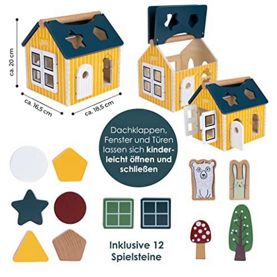 Activity-board  Maison de prise en bois avec 12 blocs de bois 