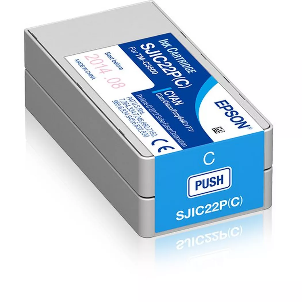 Epson – Tintenpatrone SJIC22P cyan, Cyan-Blau, 500 Stück