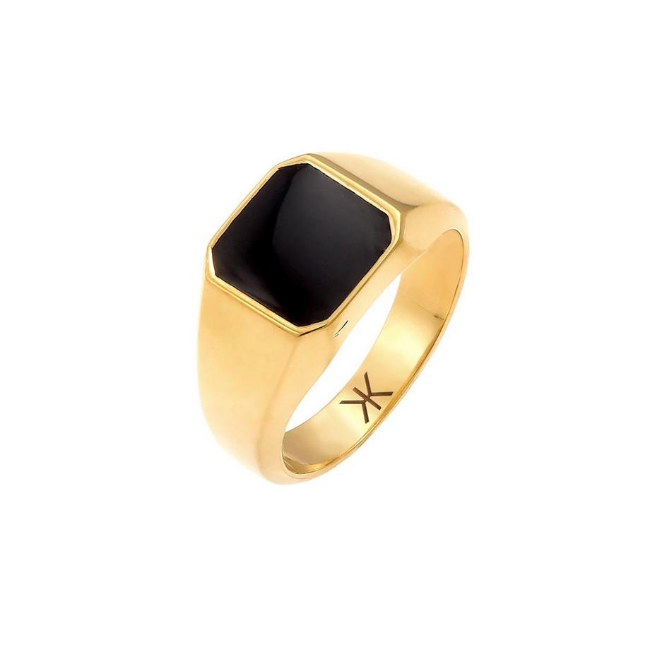 Bague Bague Homme En Émail Noir Tendance De Base