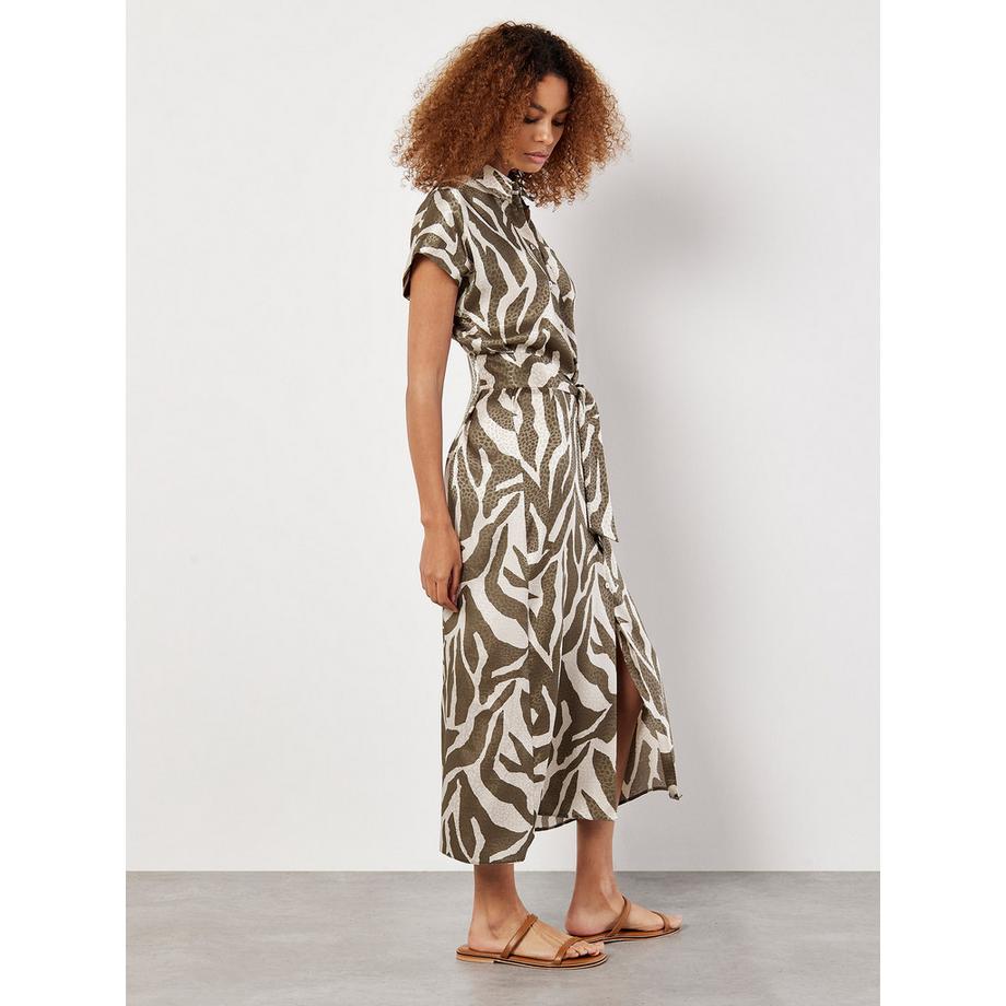 APRICOT Robe Midi Satin Structuré Imprimé Zèbre  