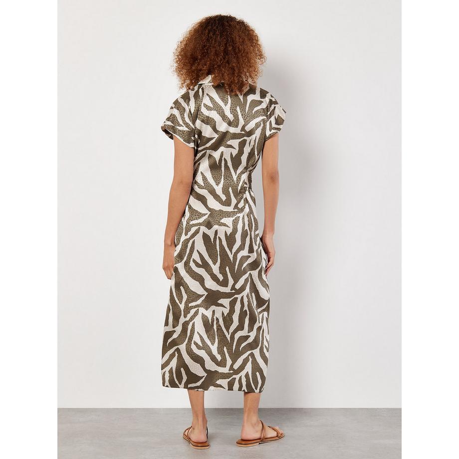 APRICOT Robe Midi Satin Structuré Imprimé Zèbre  
