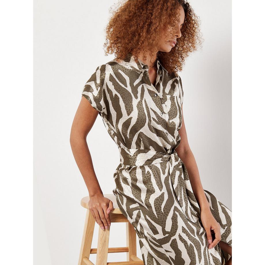 APRICOT Robe Midi Satin Structuré Imprimé Zèbre  