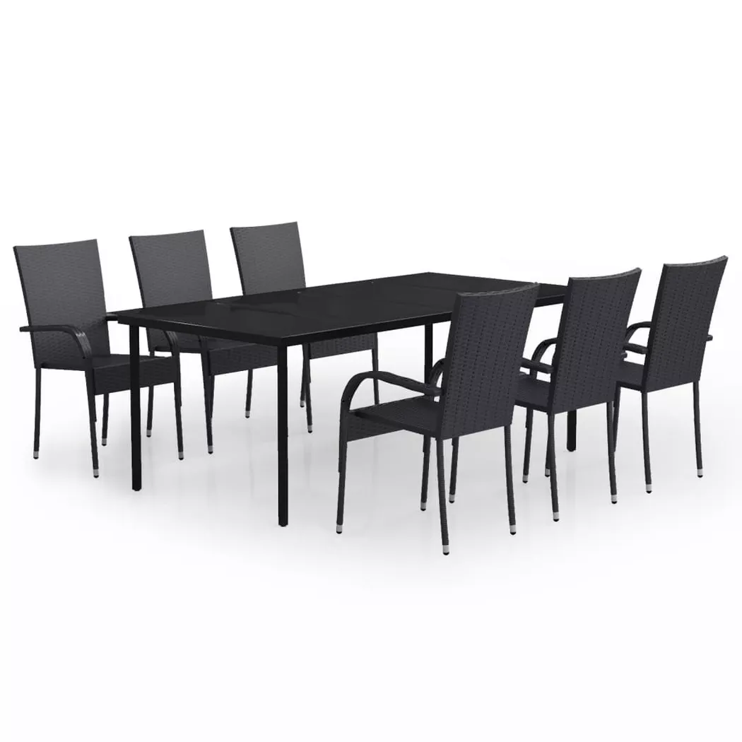 vidaXL 7-tlg. Garten-Essgruppe Schwarz