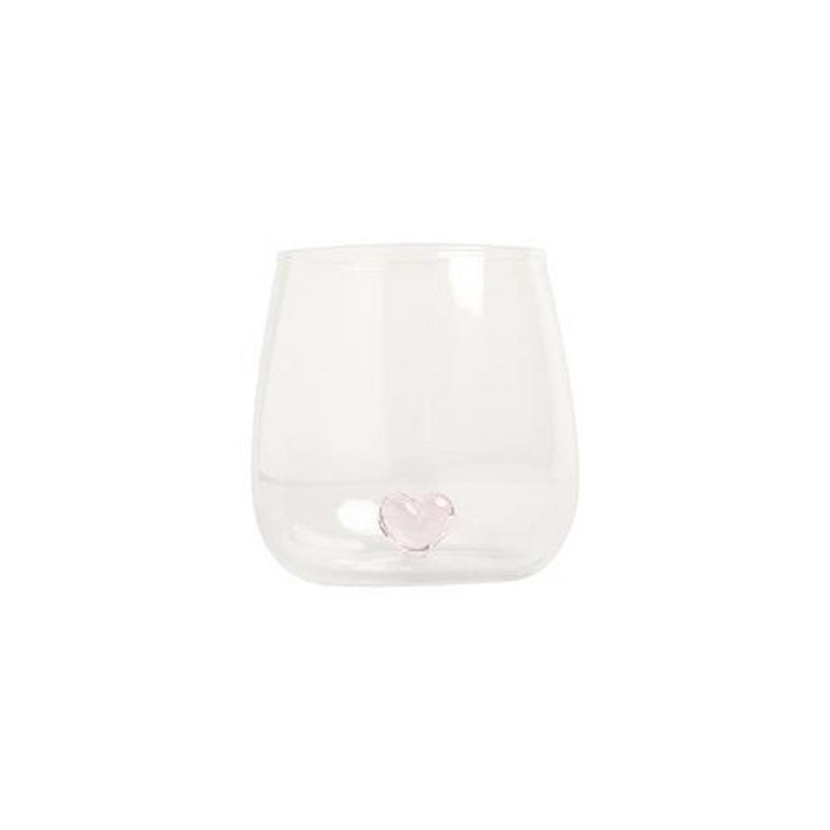 Eulenschnitt Trinkglas Herzfigur rosa  