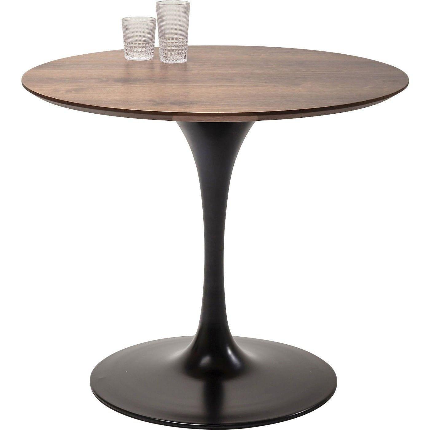 KARE Design Set d'invitation de table noyer noir rond années 90  