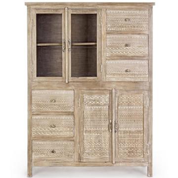 Armoire en bois massif Mayra 4 portes 6 tiroirs