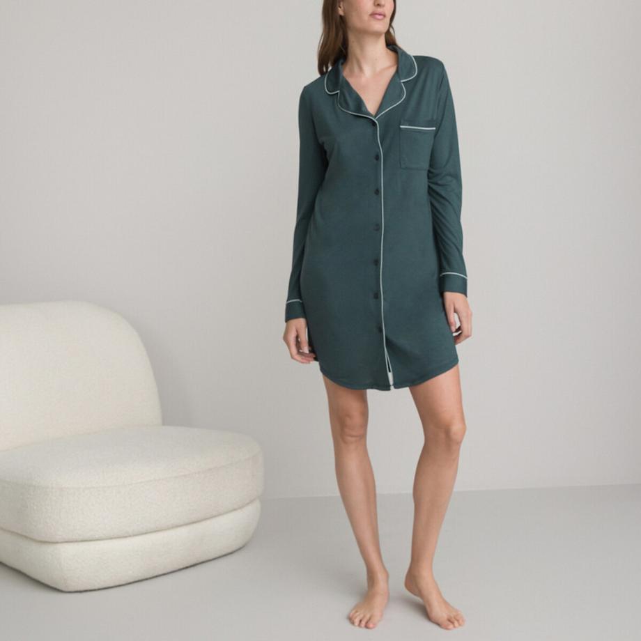 La Redoute Collections Chemise de nuit liquette avec col revers  