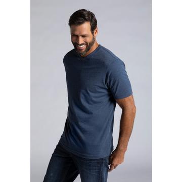 T-shirt basic con scollo a V blu medio mélange