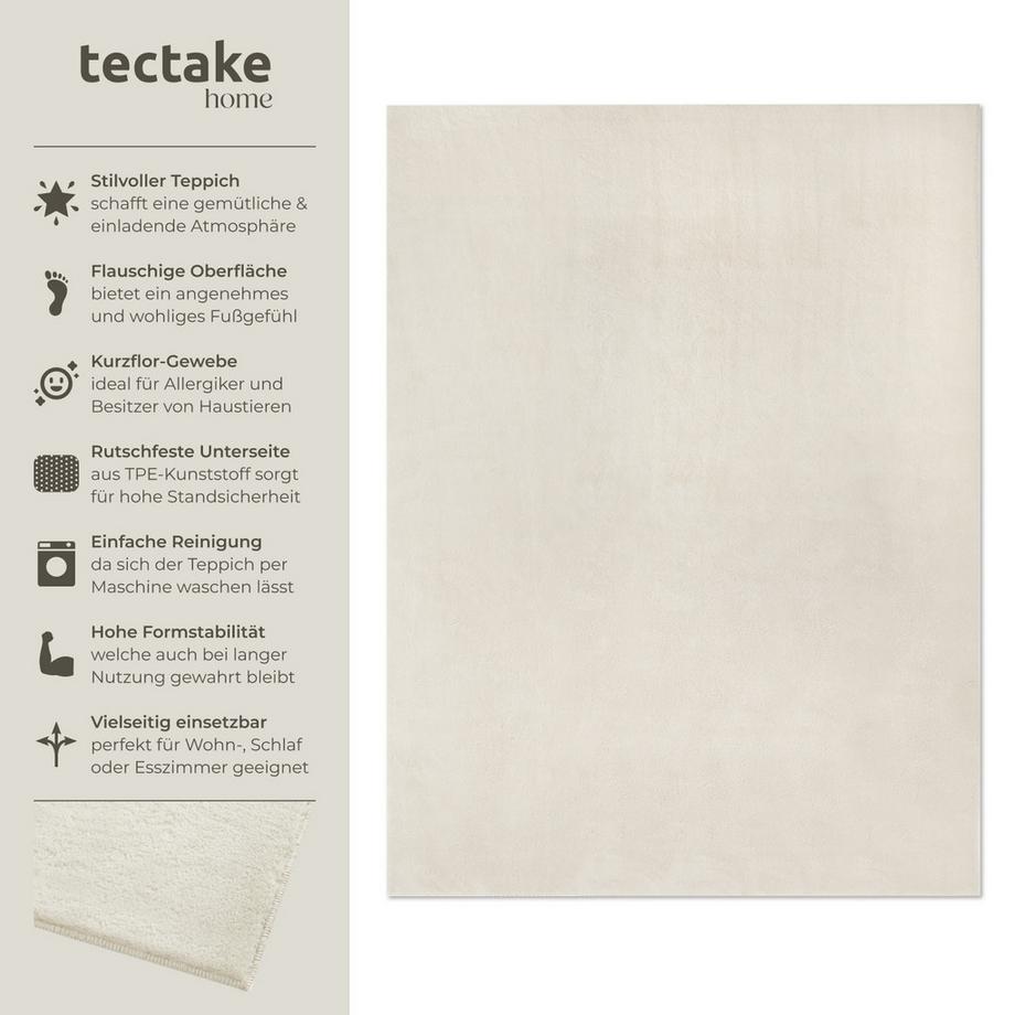 Tectake Kurzflorteppich Soft Zone verschiedene Größen und Farben flauschige Oberfläche  