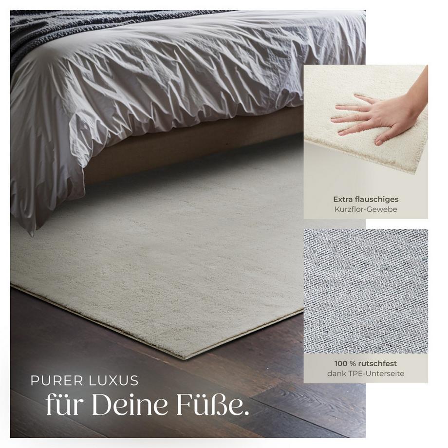 Tectake Kurzflorteppich Soft Zone verschiedene Größen und Farben flauschige Oberfläche  