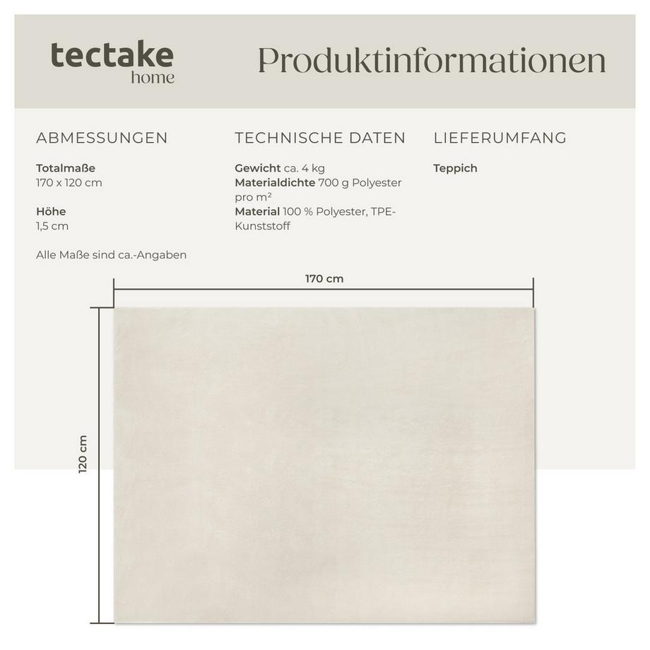 Tectake Kurzflorteppich Soft Zone verschiedene Größen und Farben flauschige Oberfläche  