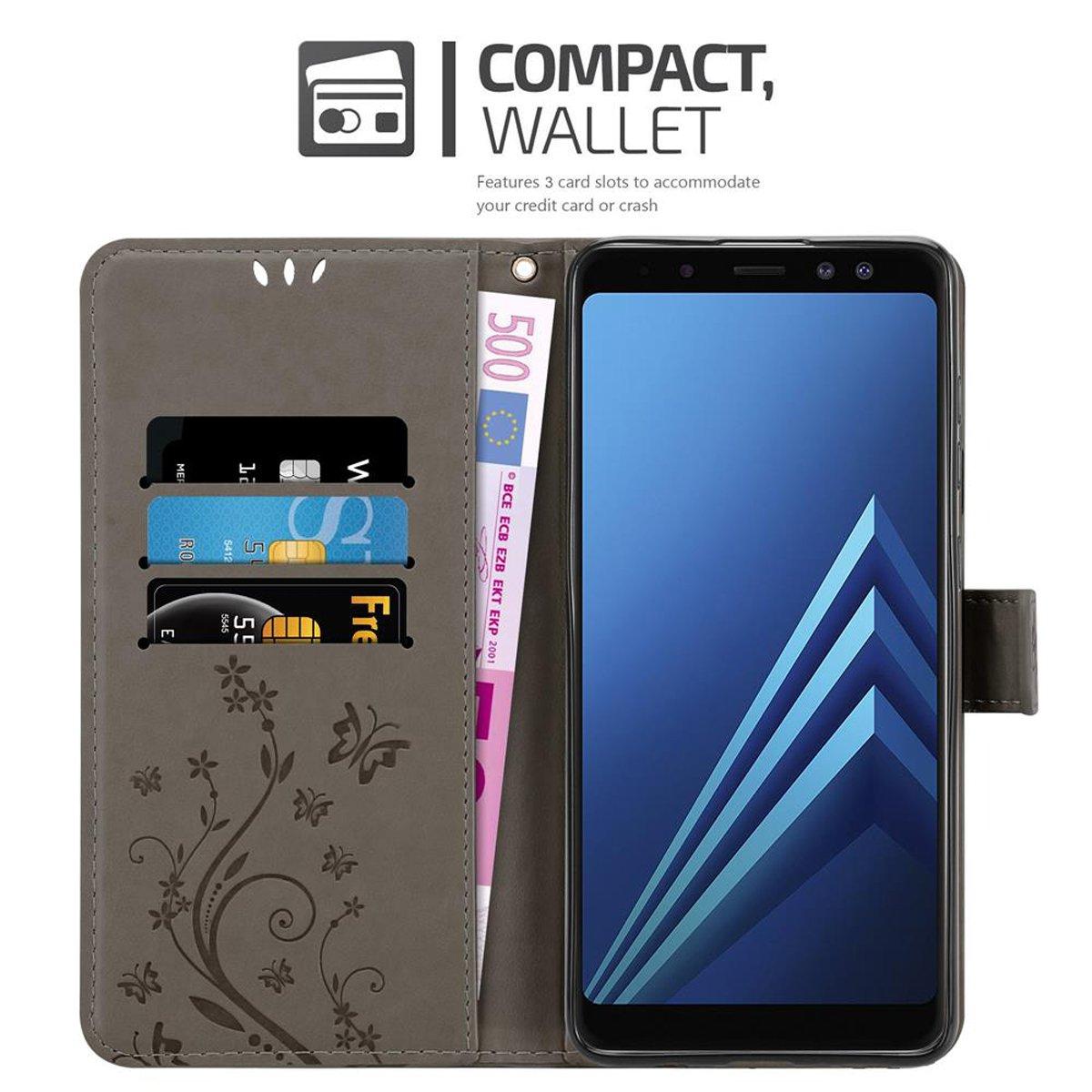 Cadorabo  Hülle für Samsung Galaxy A8 2018 Blumen Design Magnetverschluss 