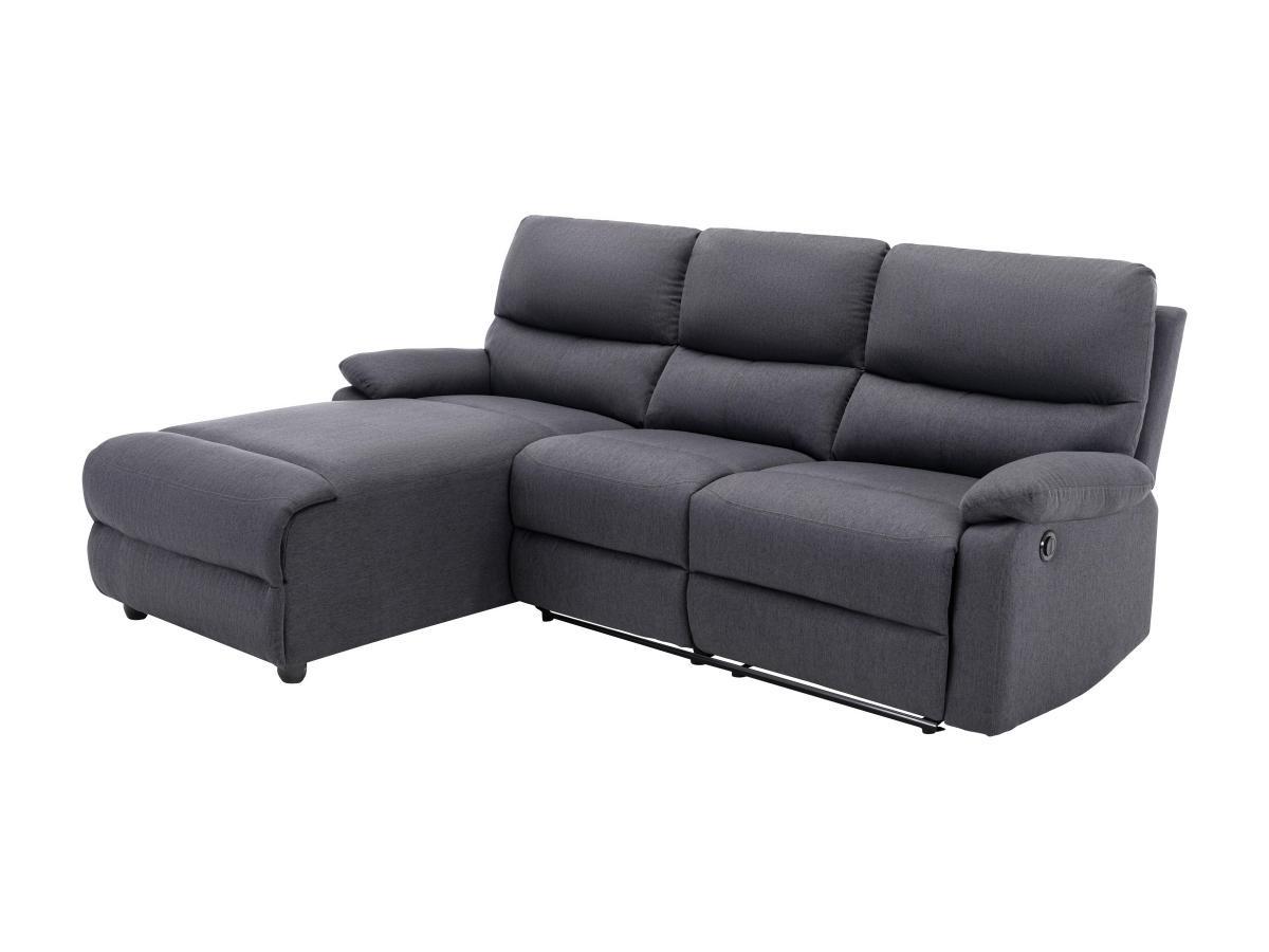 Vente-unique Ecksofa Relaxsofa elektrisch - Stoff - Ecke Links - Anthrazit - LUNANO  