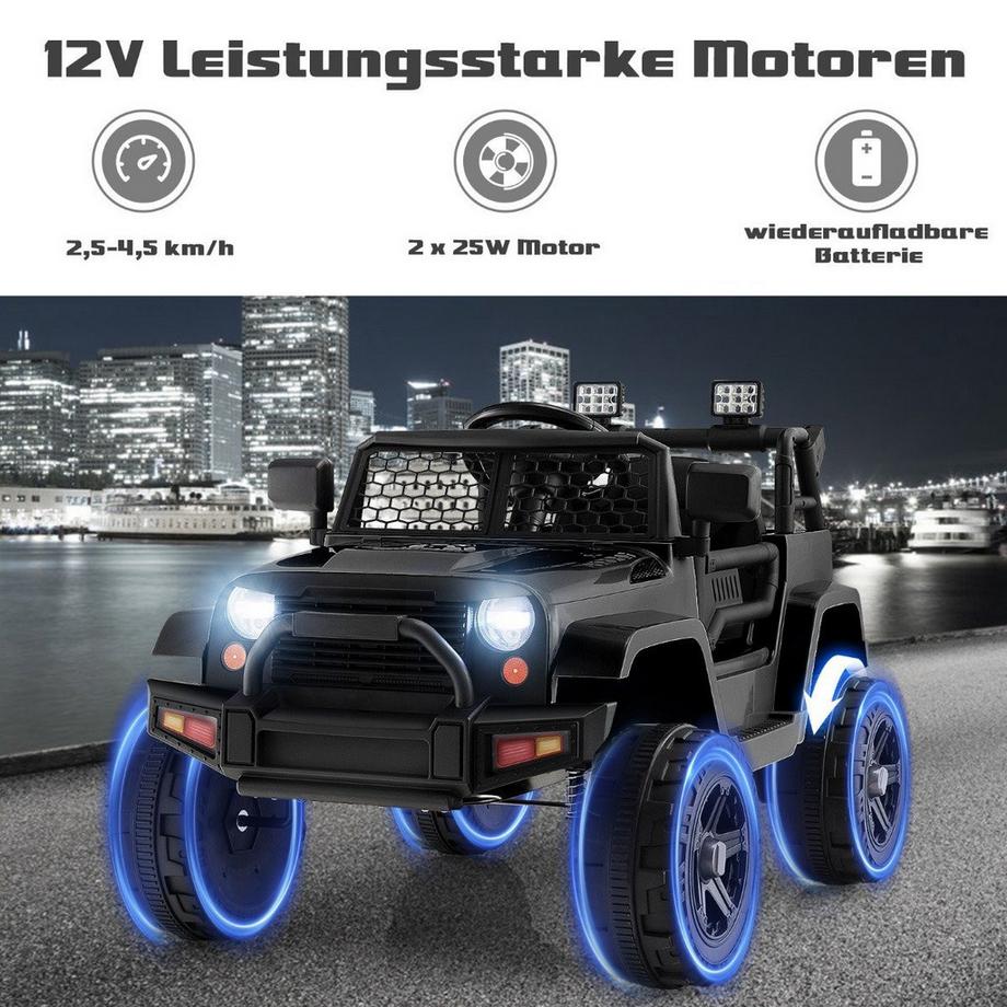 Northio  12V Batteriebetriebenes Kinderfahrzeug Elektrisches Kinderfahrzeug mit Fernbedienung Schwarz 