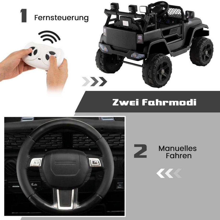 Northio  12V Batteriebetriebenes Kinderfahrzeug Elektrisches Kinderfahrzeug mit Fernbedienung Schwarz 