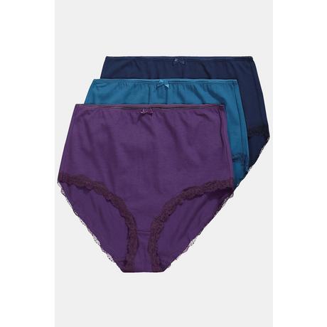 Ulla Popken  Maxislips, 3er-Pack, Spitzenkanten, High Waist 