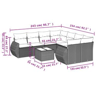 VidaXL Ensemble de canapés de jardin rotin synthétique  