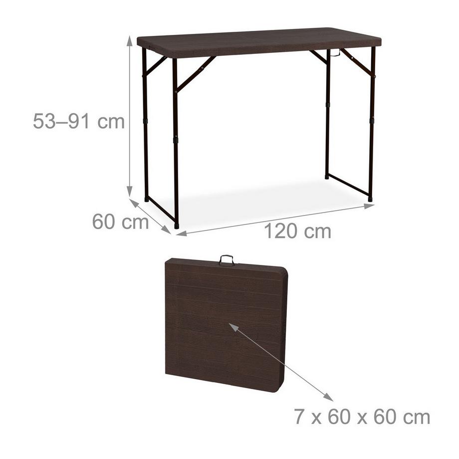 B2X Klappbarer Gartentisch, höhenverstellbar  