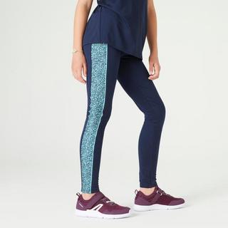 DOMYOS  legging respirant fille - S500 marine avec imprimé 