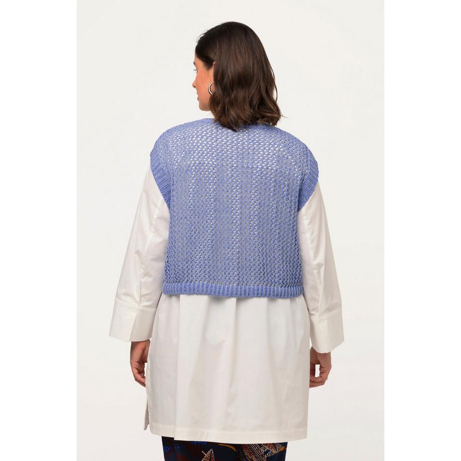 Ulla Popken Débardeur en maille court col rond sans manches  