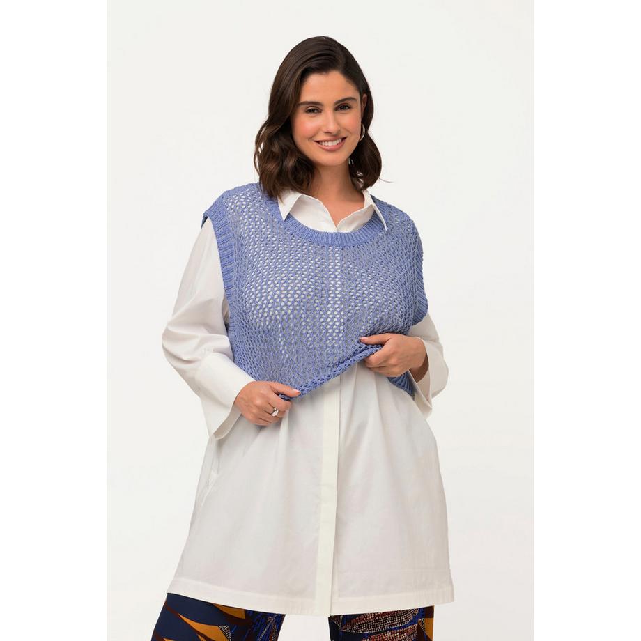 Ulla Popken Débardeur en maille court col rond sans manches  