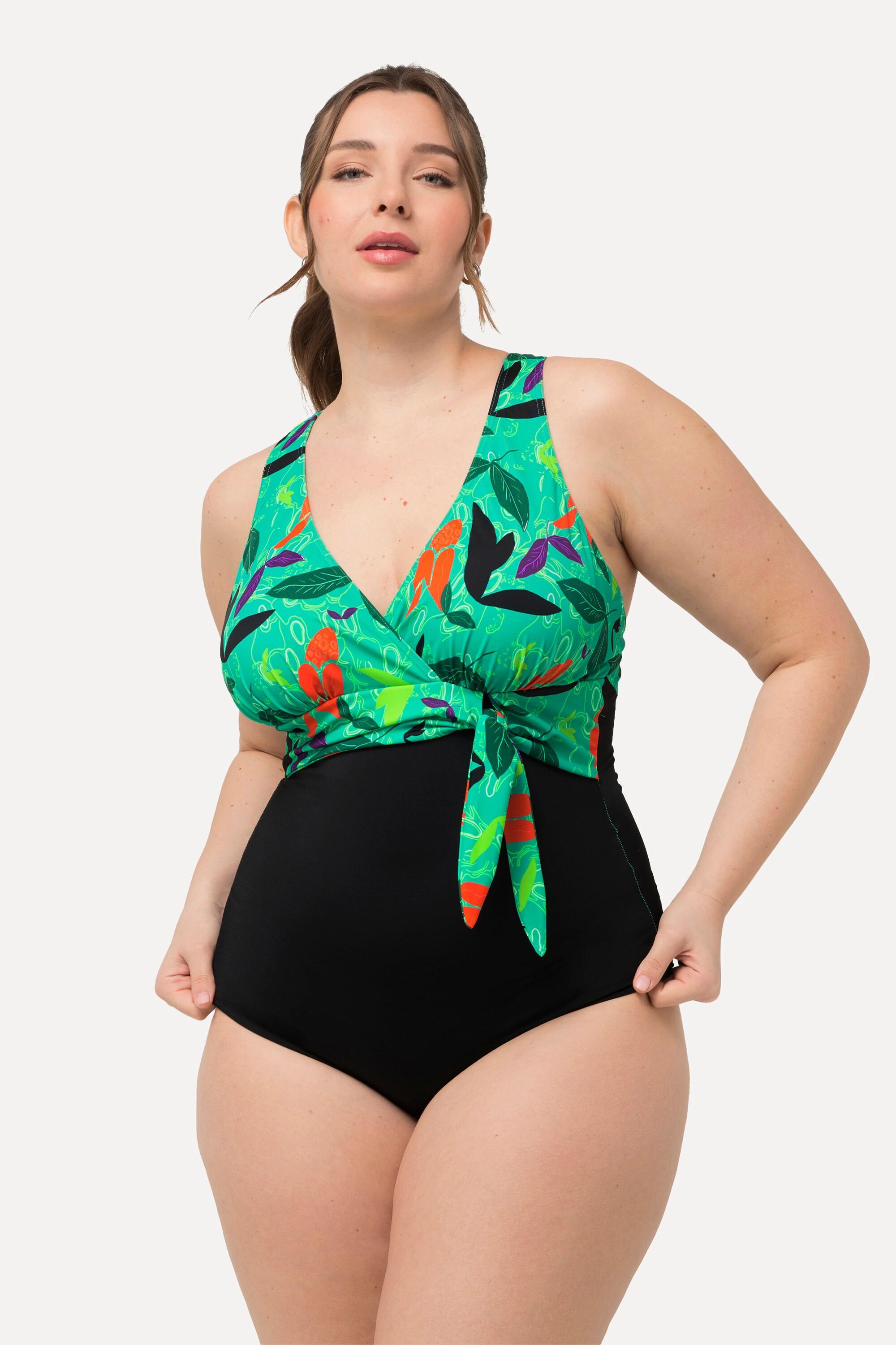 Ulla Popken  Maillot de bain aspect dos du, nœuds et bonnets souples 