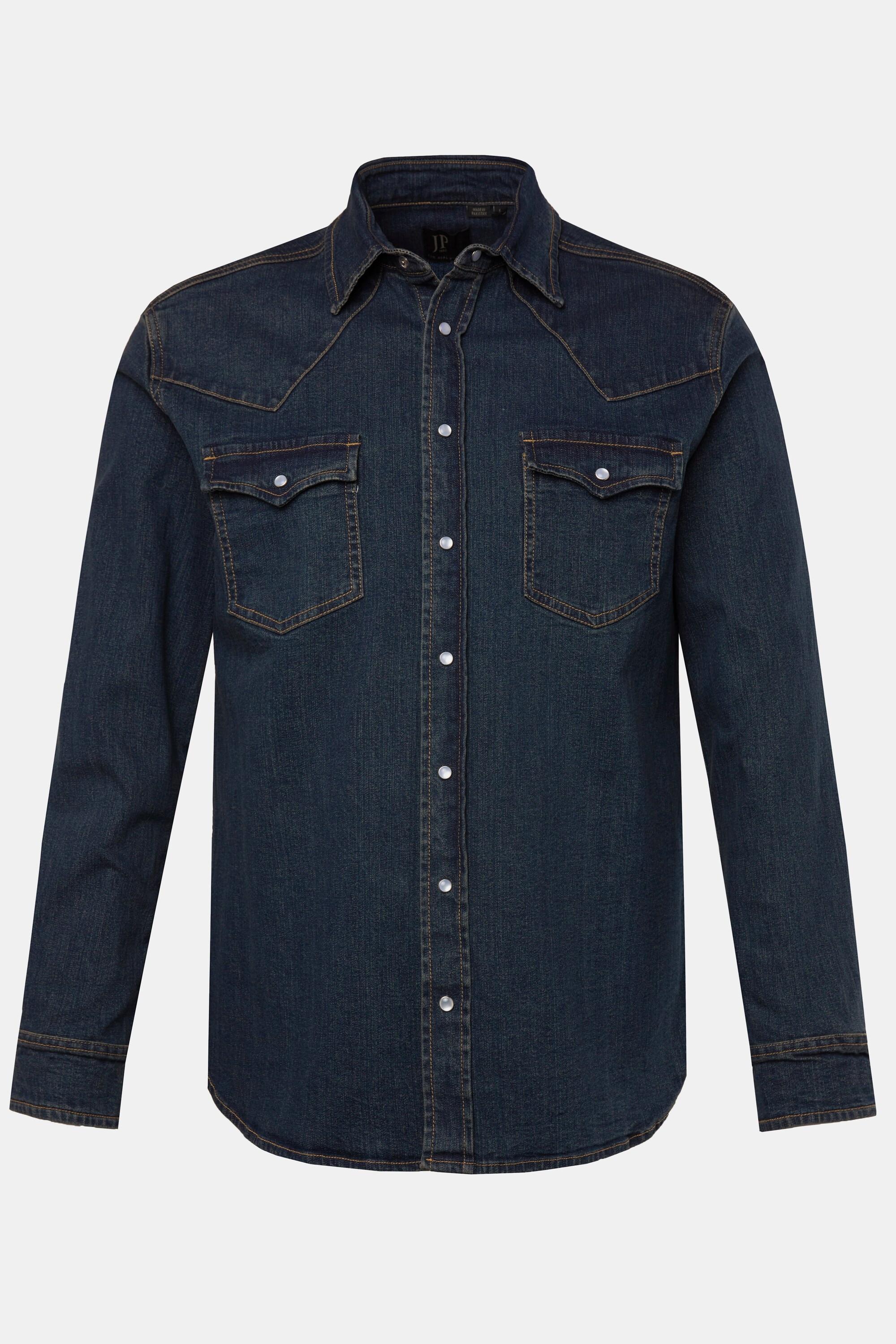 JP1880  Chemise en jean à manches longues, style vintage, col Kent et coupe Modern Fit - jusqu'au 8&nbsp;XL 