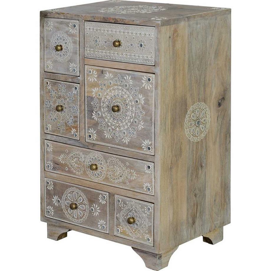 mutoni Table de nuit mangue naturel-blanc  