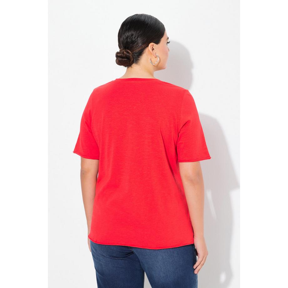 Ulla Popken T-shirt A-Line Col V Manches Courtes Motif Chats  