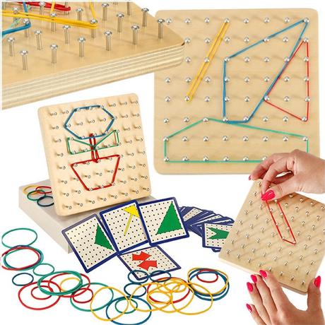 Pricenet  Geoboard puzzle in legno geoplan che crea forme con elastici 