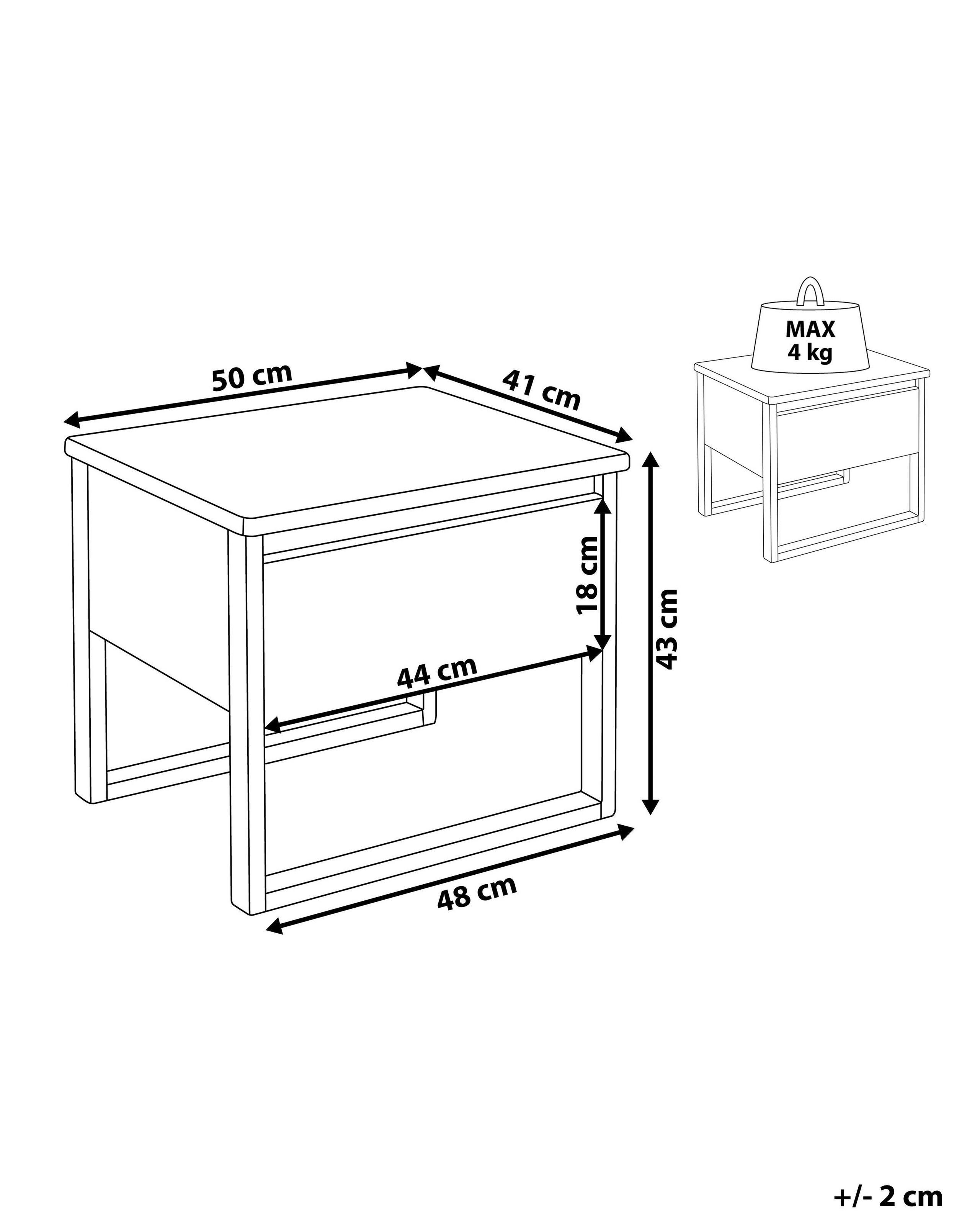 Beliani Comodino 1 cassetto en Legno di pino Rustico GIULIA  