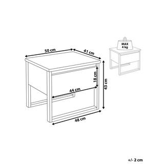Beliani Comodino 1 cassetto en Legno di pino Rustico GIULIA  