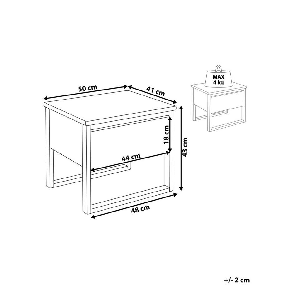 Beliani Nachttisch mit 1 Schublade aus Kiefernholz Rustikal GIULIA  