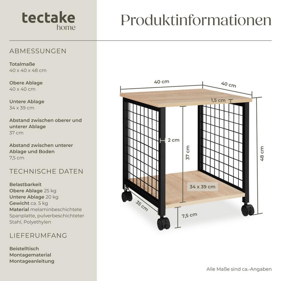 Tectake Tavolino Gary Stile industriale  