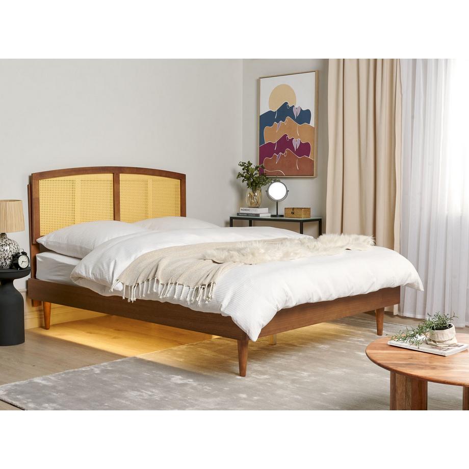 Beliani Letto con LED en Legno di caucciù  VARZY  