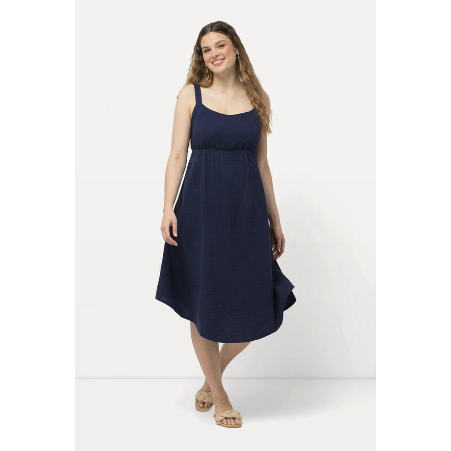 Ulla Popken Abito Midi Mussola Orlo Punte Scollo V Senza Maniche  