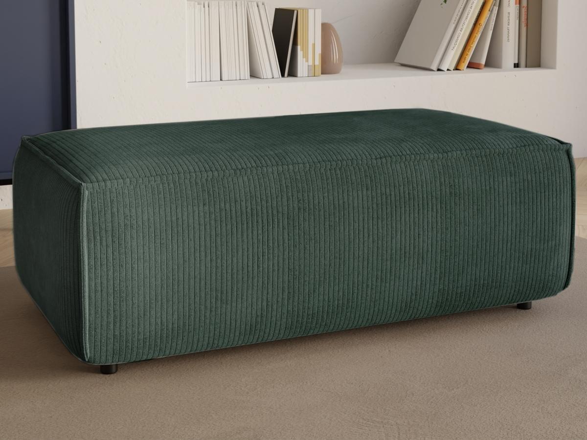 Vente-unique Pouf en velours côtelé vert sapin AMELIA  