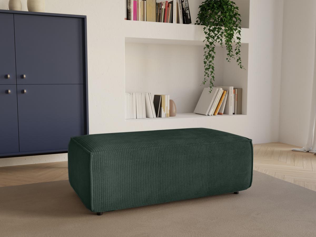 Vente-unique Pouf in Velluto a coste Verde abete AMELIA  