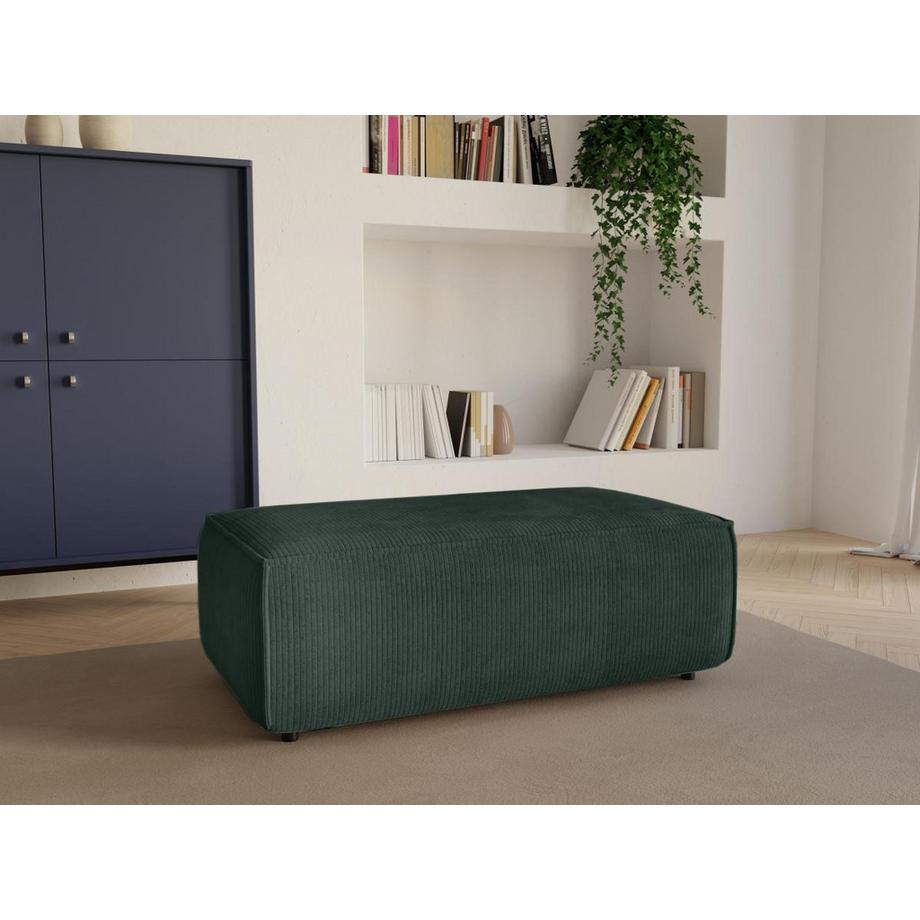 Vente-unique Pouf en velours côtelé vert sapin AMELIA  