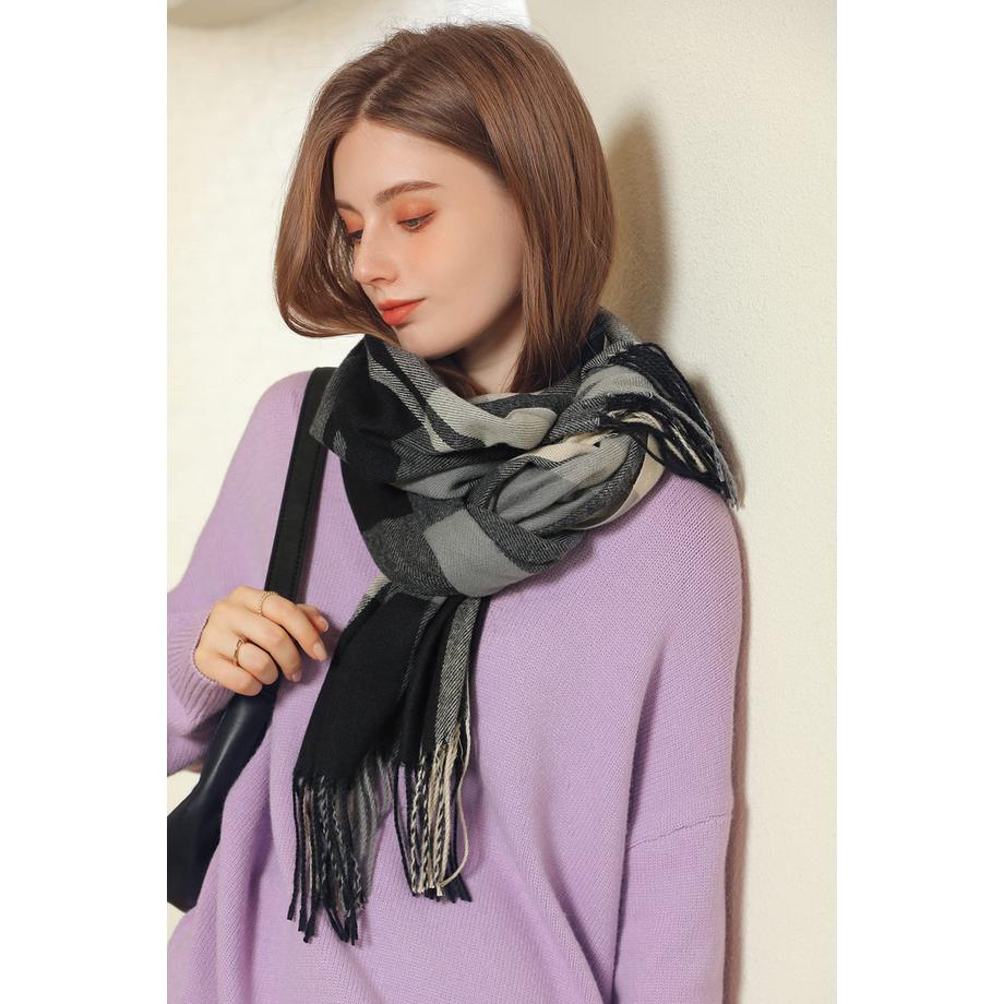 Only-bags.store Karierter Kaschmir-Feeling Oversized Schal  